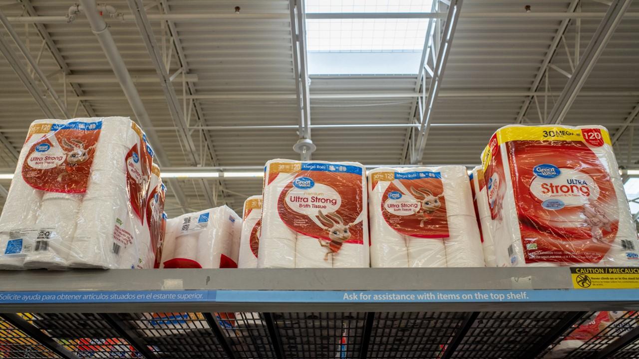 Packages of toilet paper at Walmart