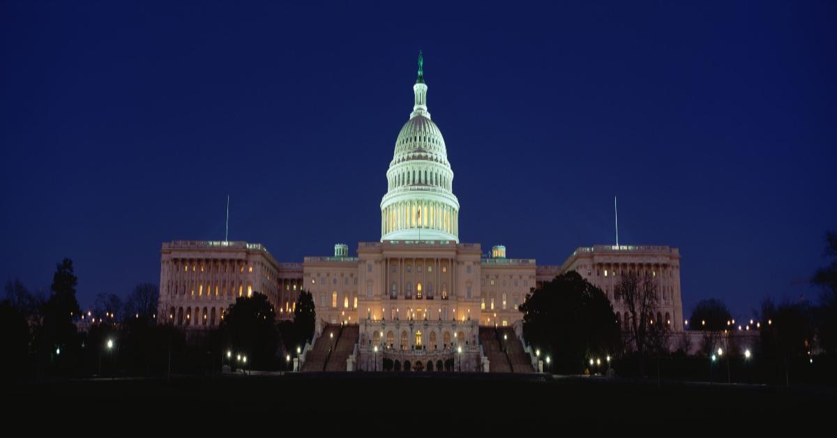 The U.S. Capitol Building at night