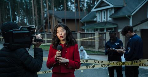 News reporter at a crime scene