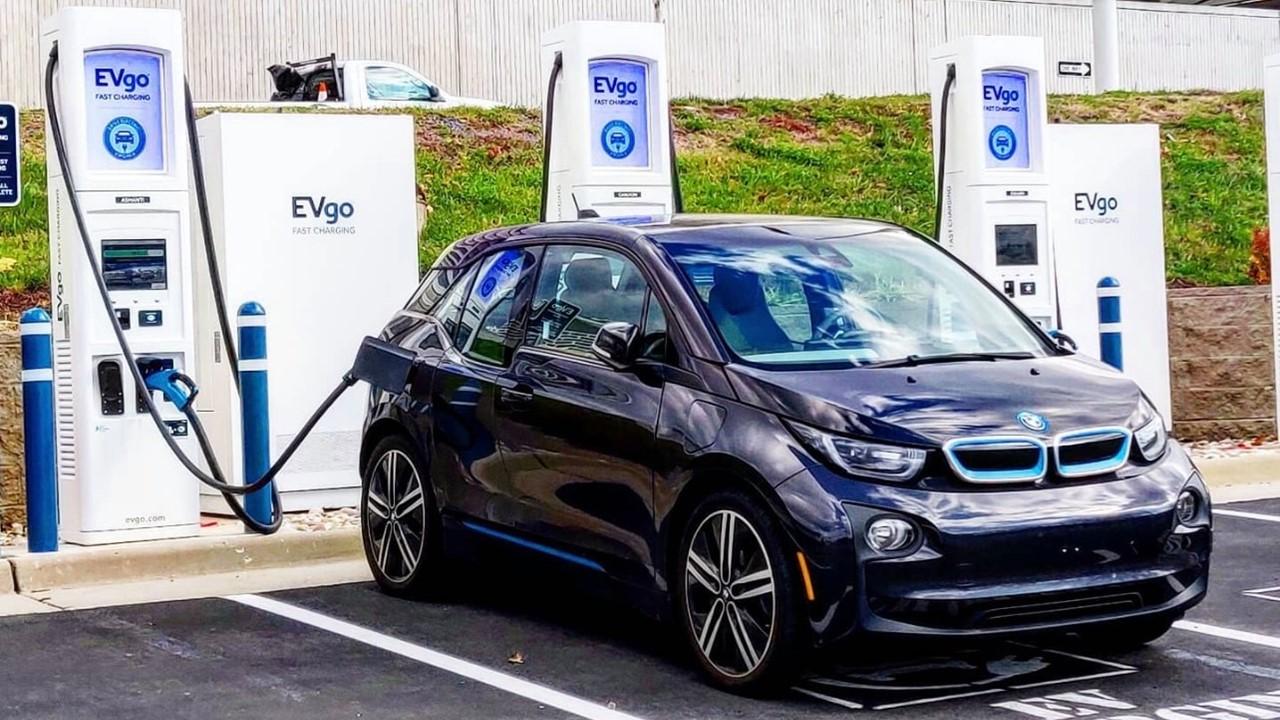 Car at an EVgo charging station