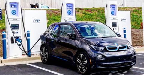 Car at an EVgo charging station