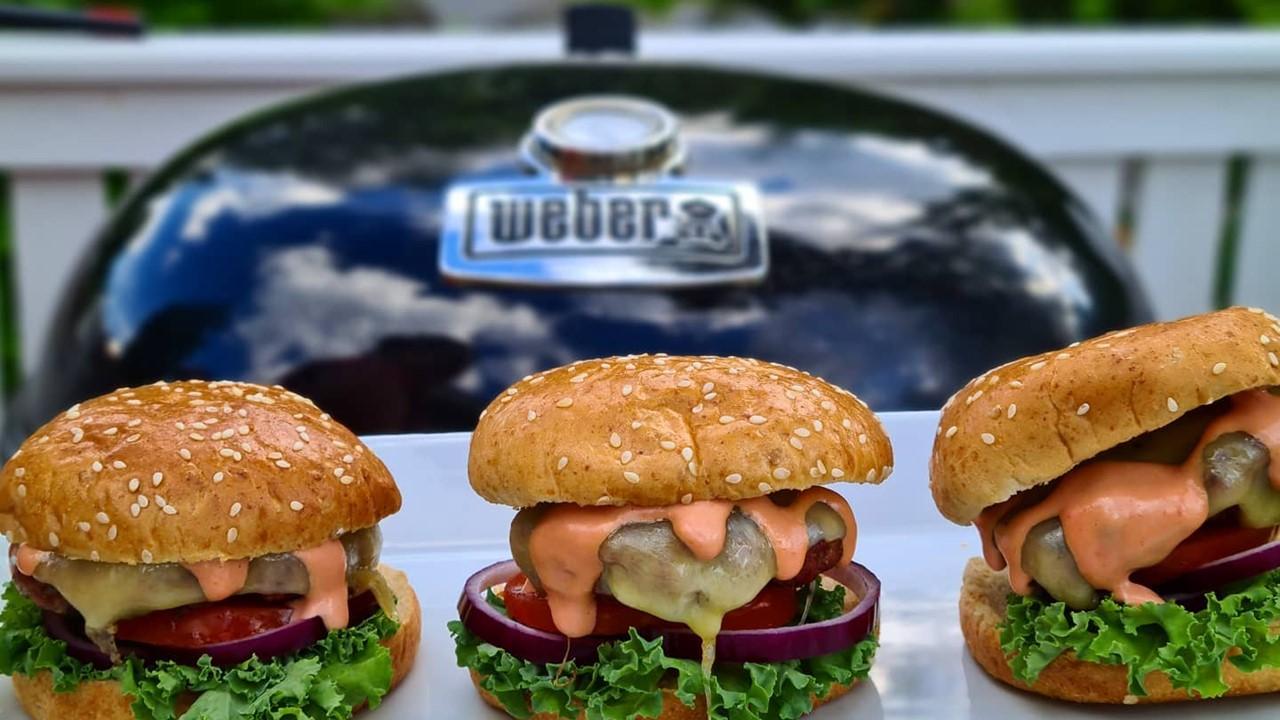 Weber grill and burgers