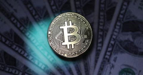 Bitcoin and fiat currency.