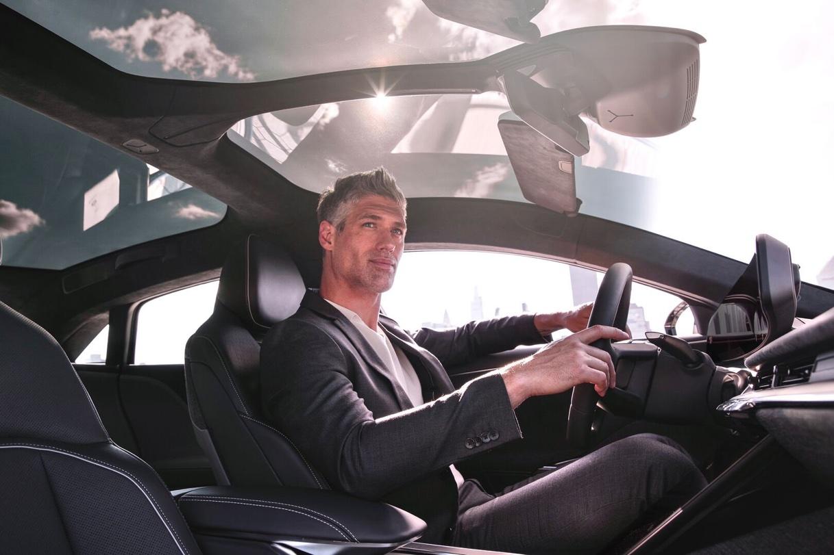 A man driving a Lucid Motors car