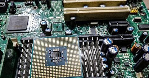 Green and black computer motherboard