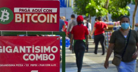 Bitcoin sign in El Salvador