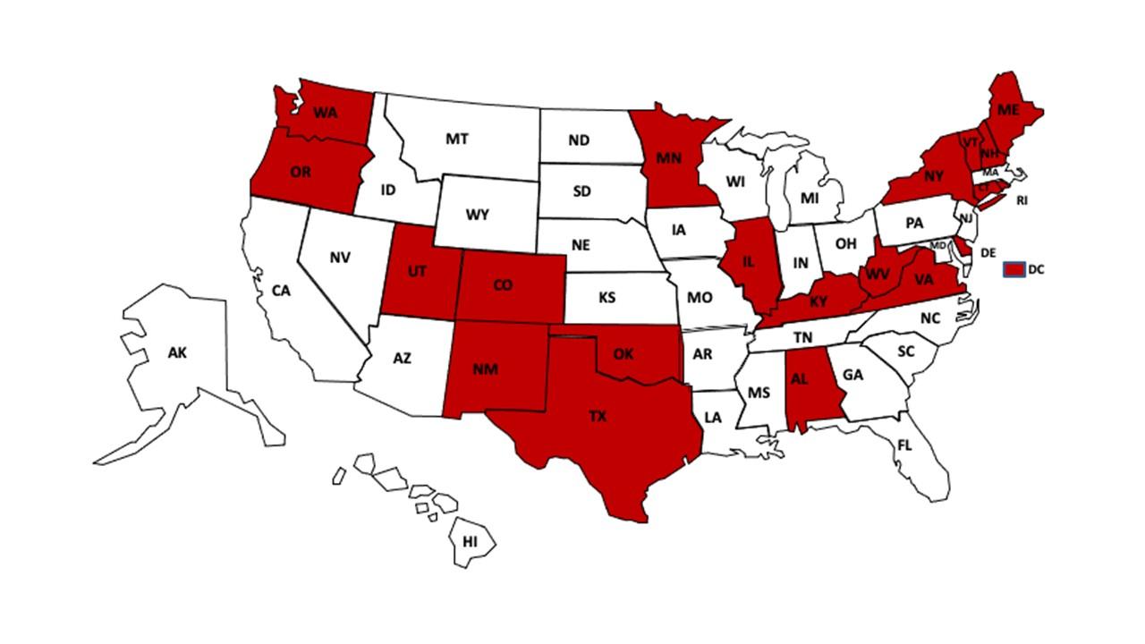 20 states (red) have set caps on insulin prices