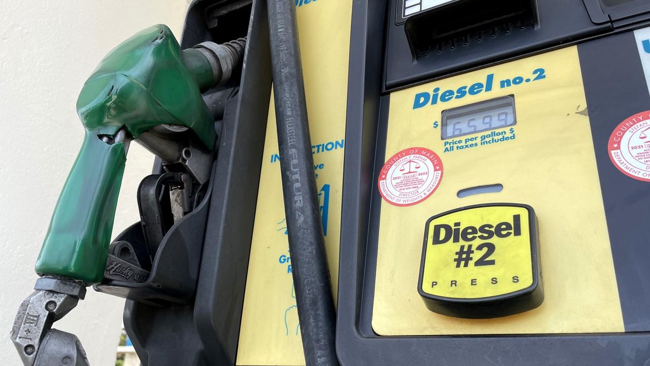 A diesel pump at a gas station