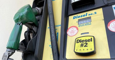 A diesel pump at a gas station