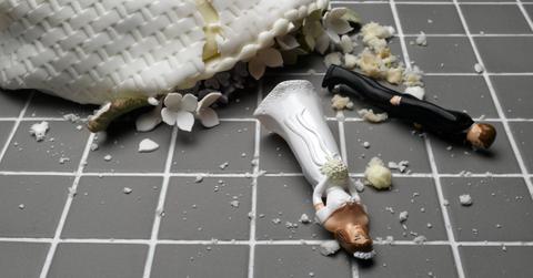 A smashed wedding cake