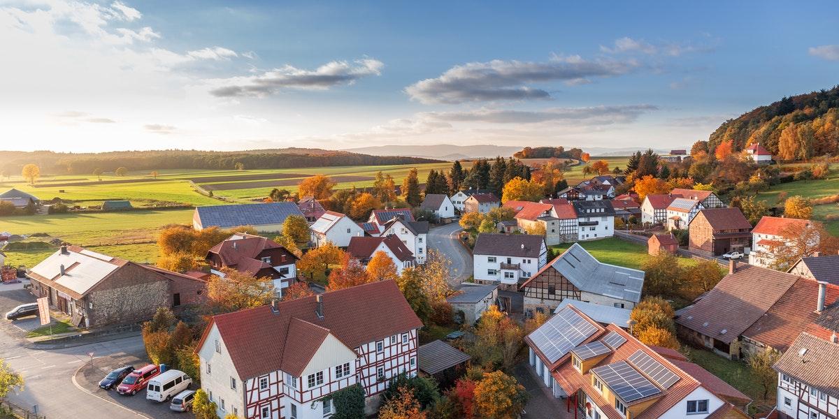 Aerial view of houses