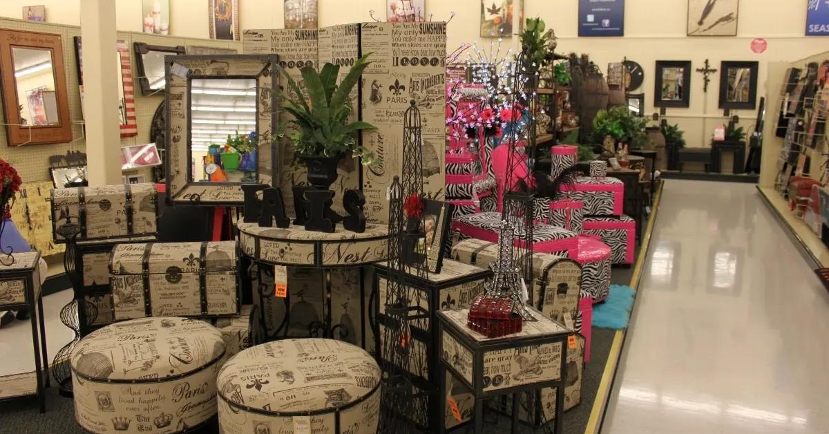 Products on display inside a Hobby Lobby store.