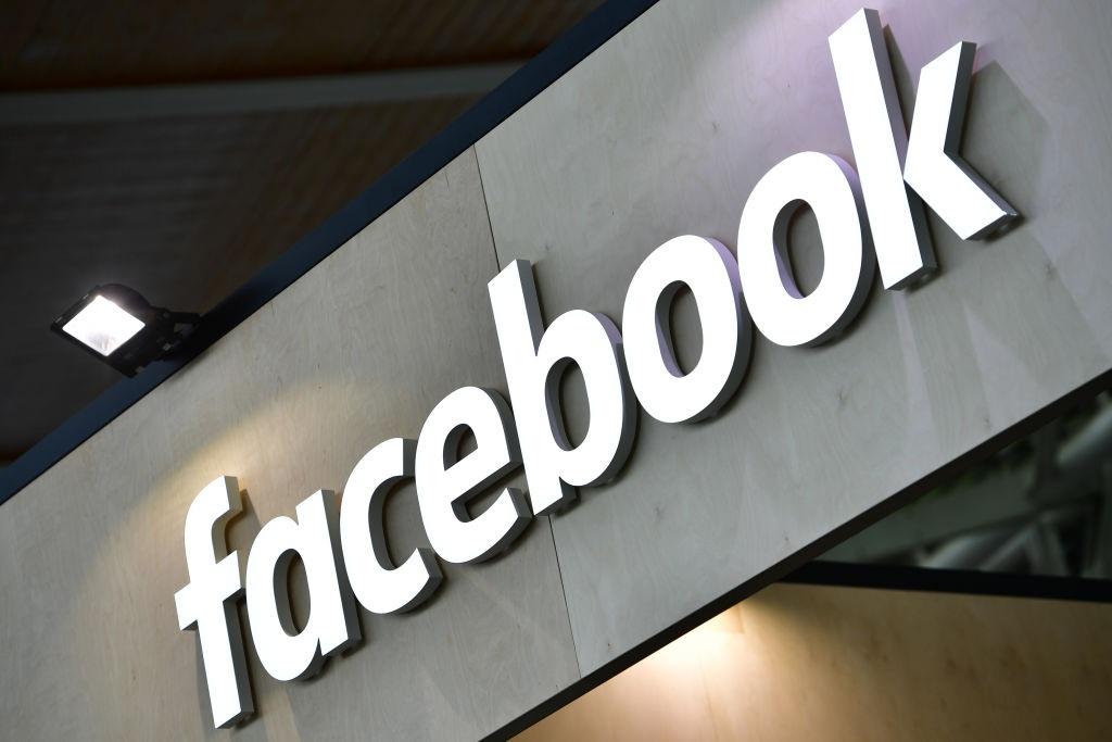 Facebook logo is displayed at the 2018 CeBIT technology trade fair 