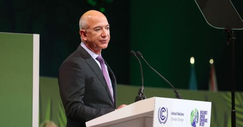 Jeff Bezos speaking at climate summit