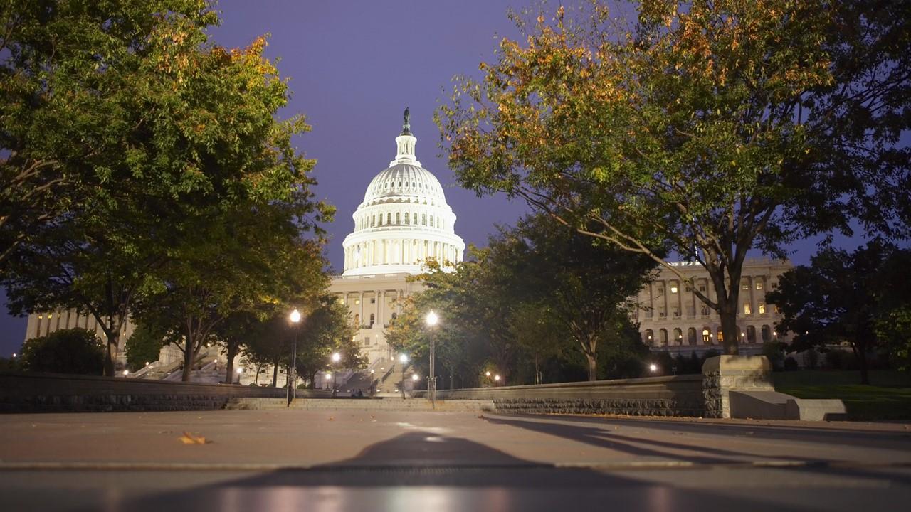 U.S. Capitol building at dusk