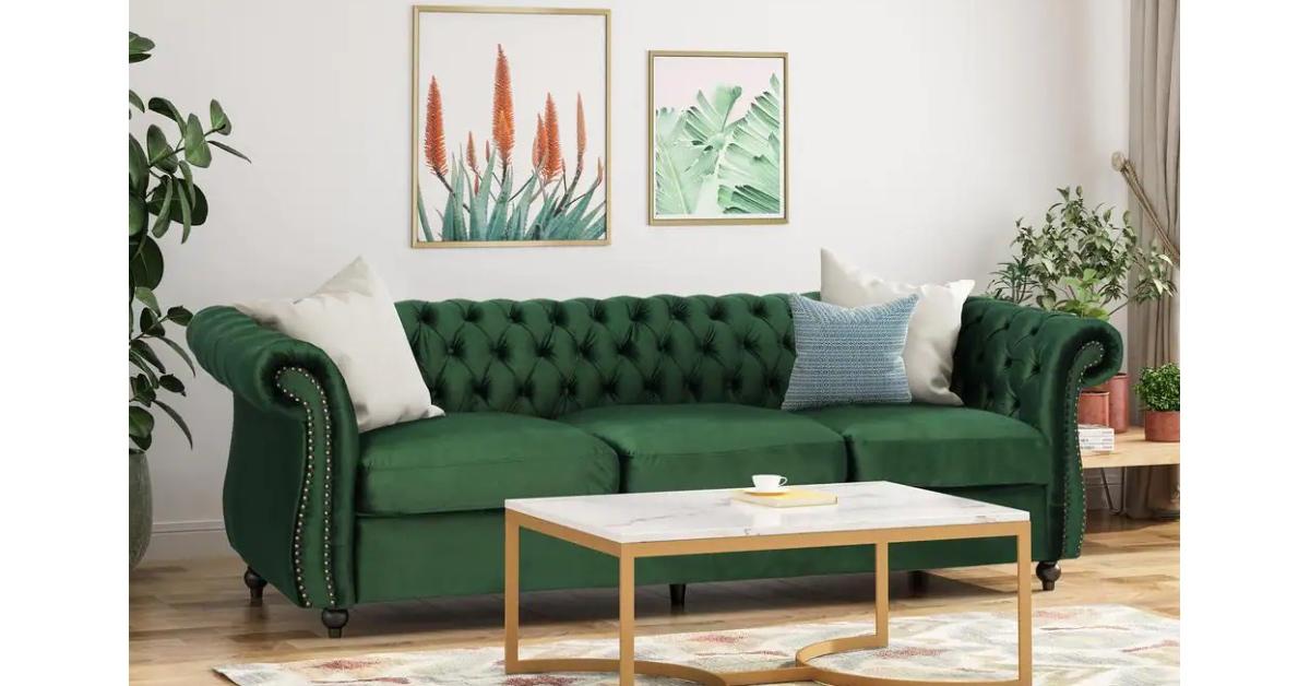 Sommerville Emerald Velvet 3-Seater Chesterfield Sofa