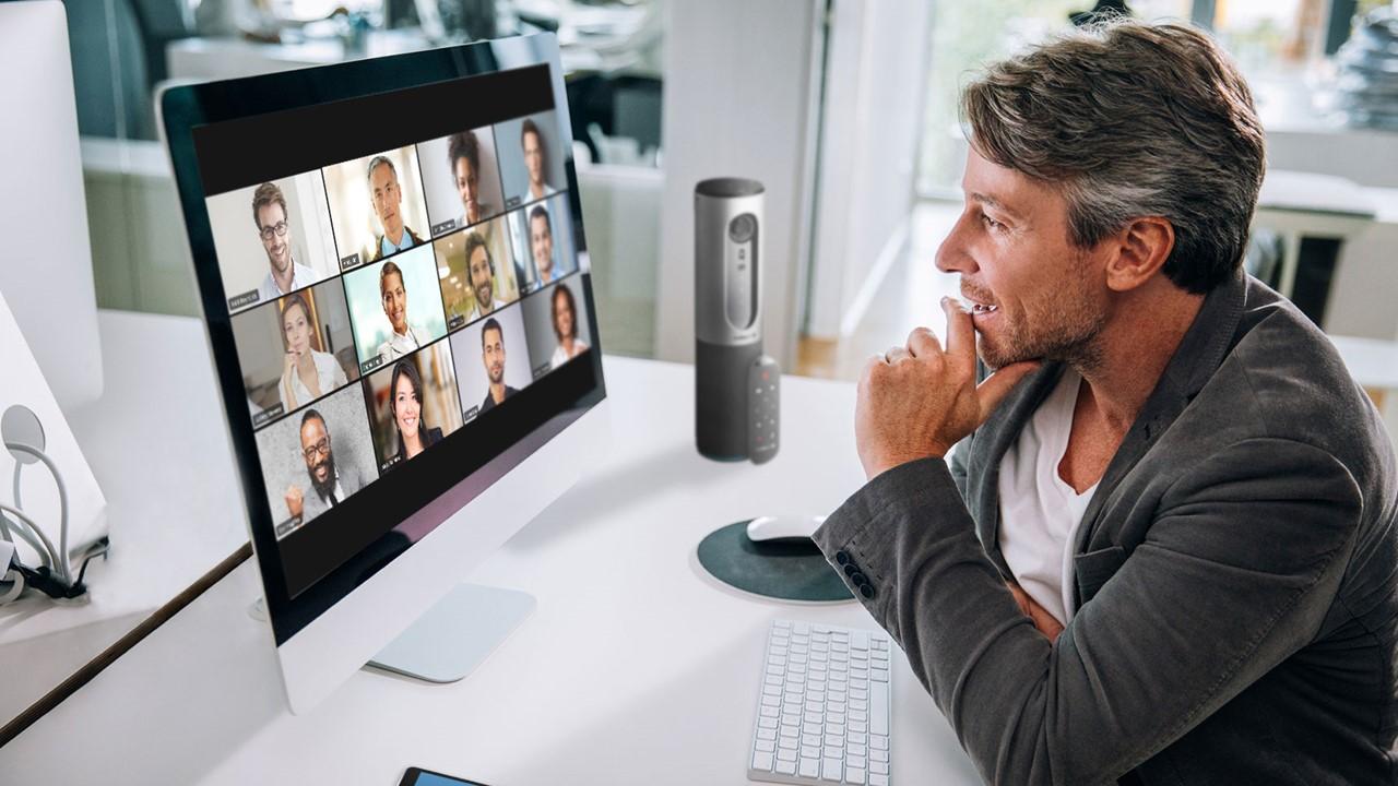 A man taking part in a paid focus group online