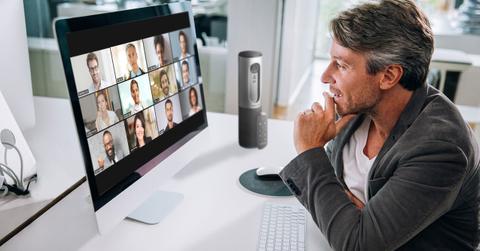 A man taking part in a paid focus group online