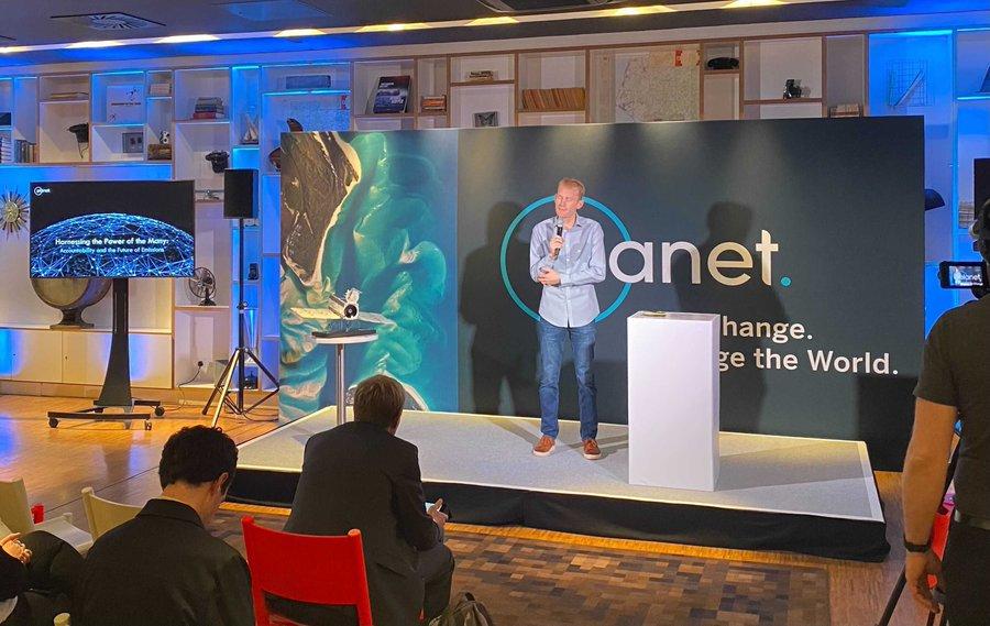 A person giving a Planet Labs presentation at COP26