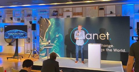 A person giving a Planet Labs presentation at COP26