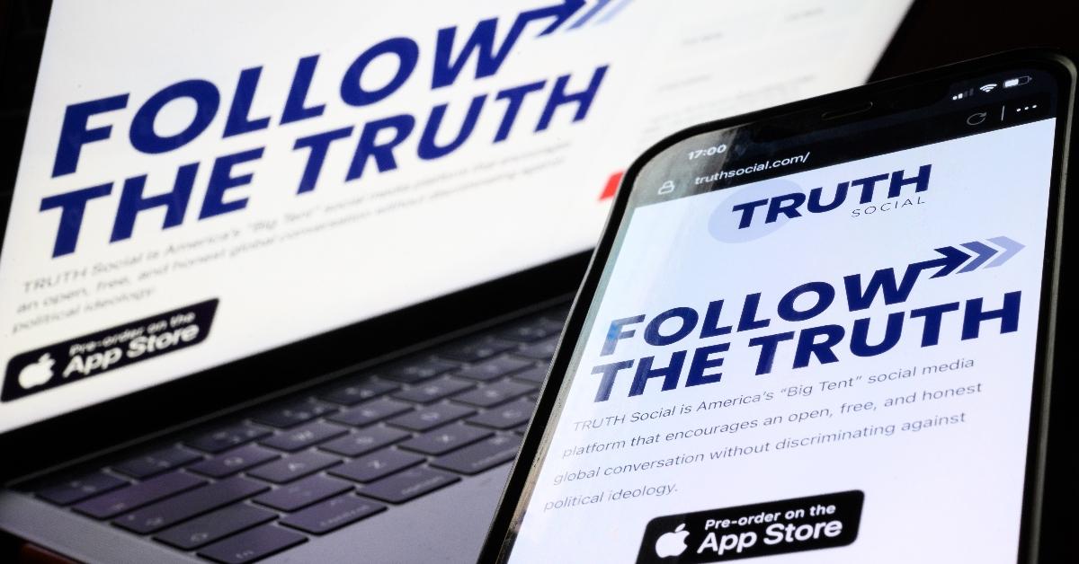 Truth social on a laptop and smartphone