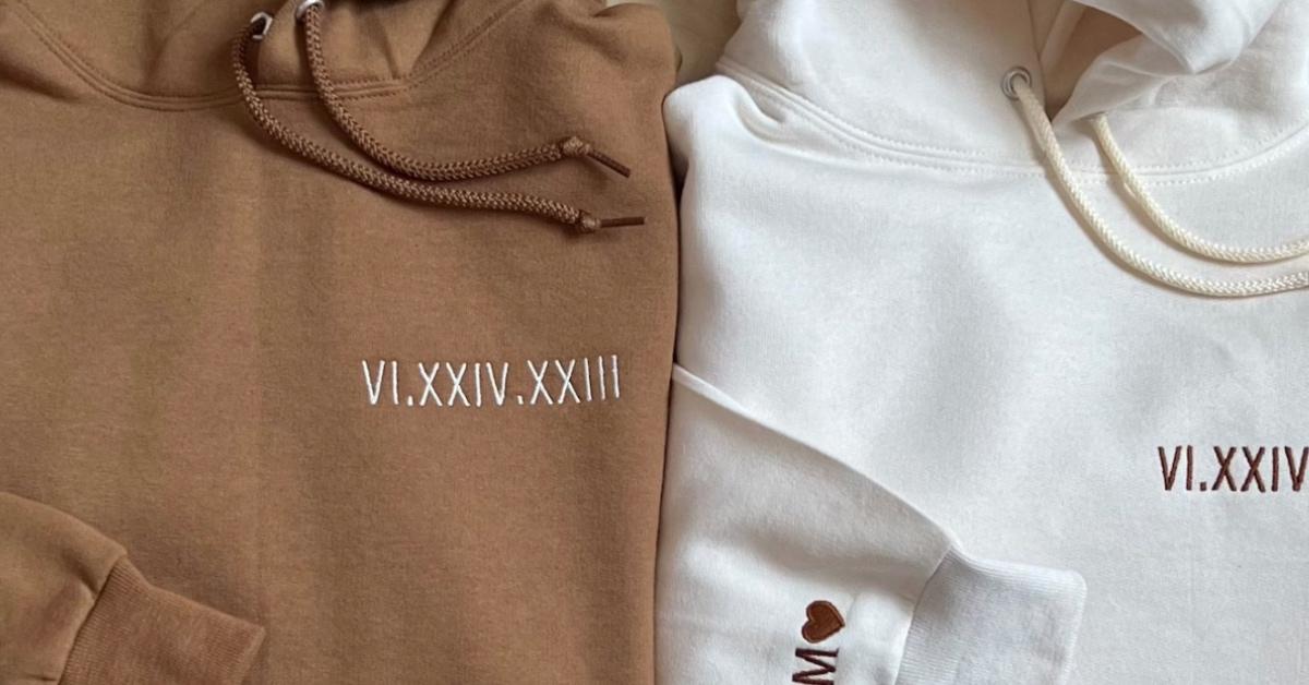 Custom embroidered roman numerals sweatshirt