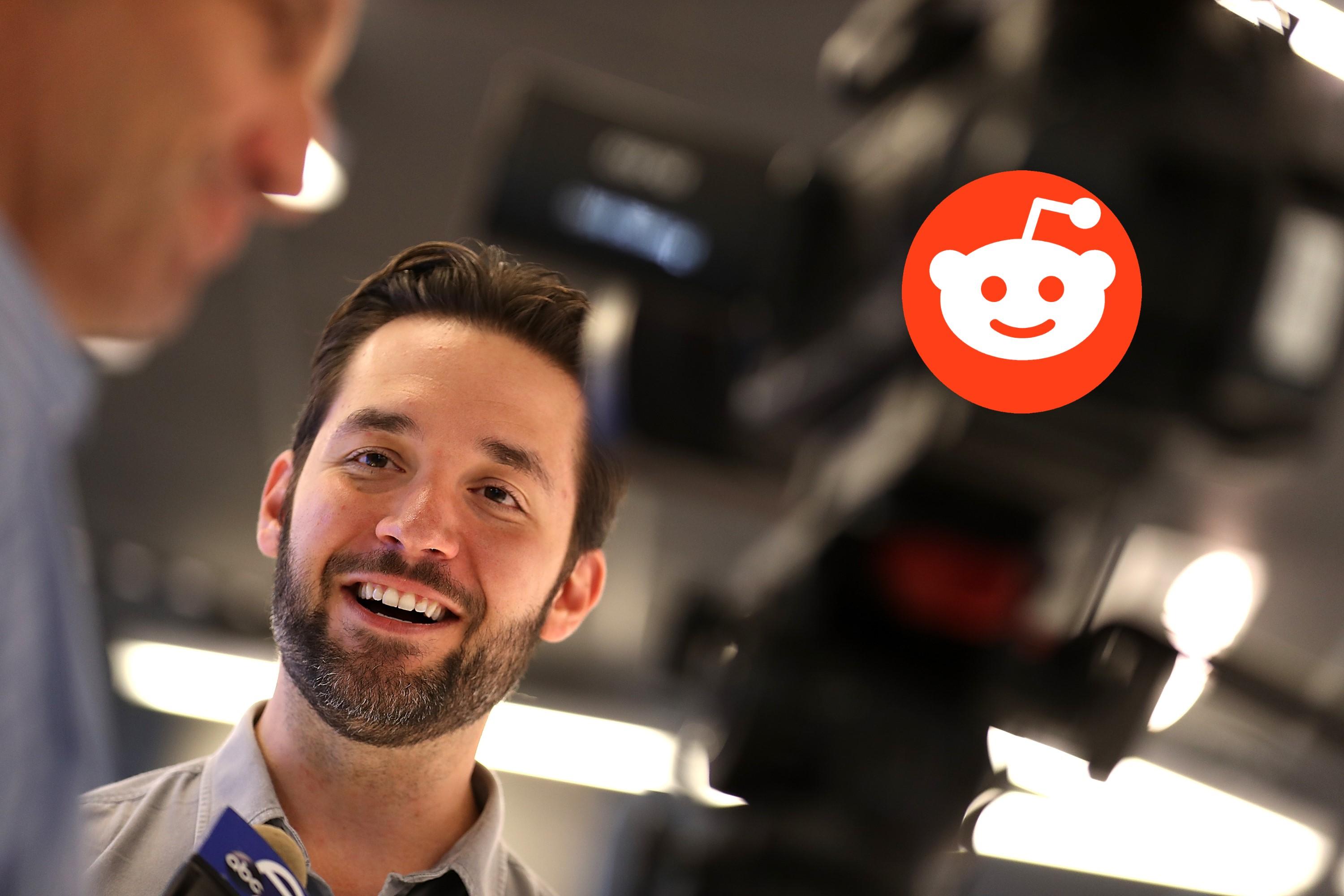 Reddit logo over image of co-founder Alexis Ohanian