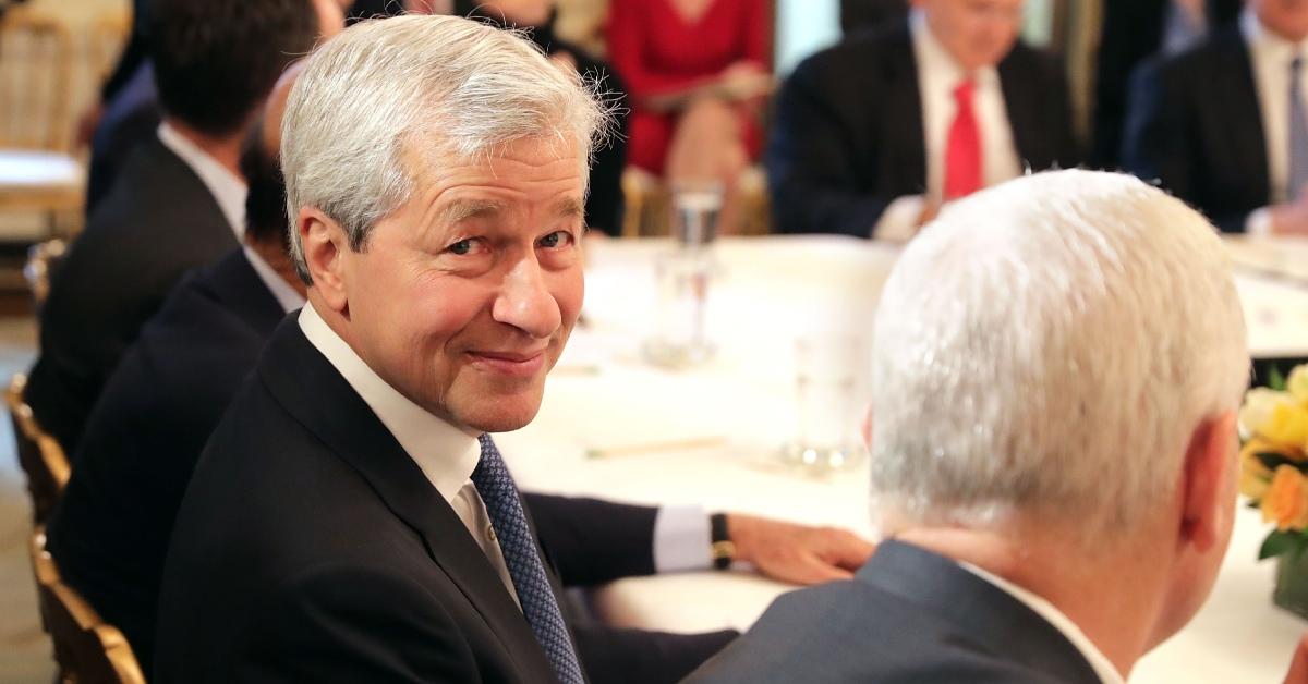 Jamie Dimon attends a policy forum in the State Dining Room at the White House.