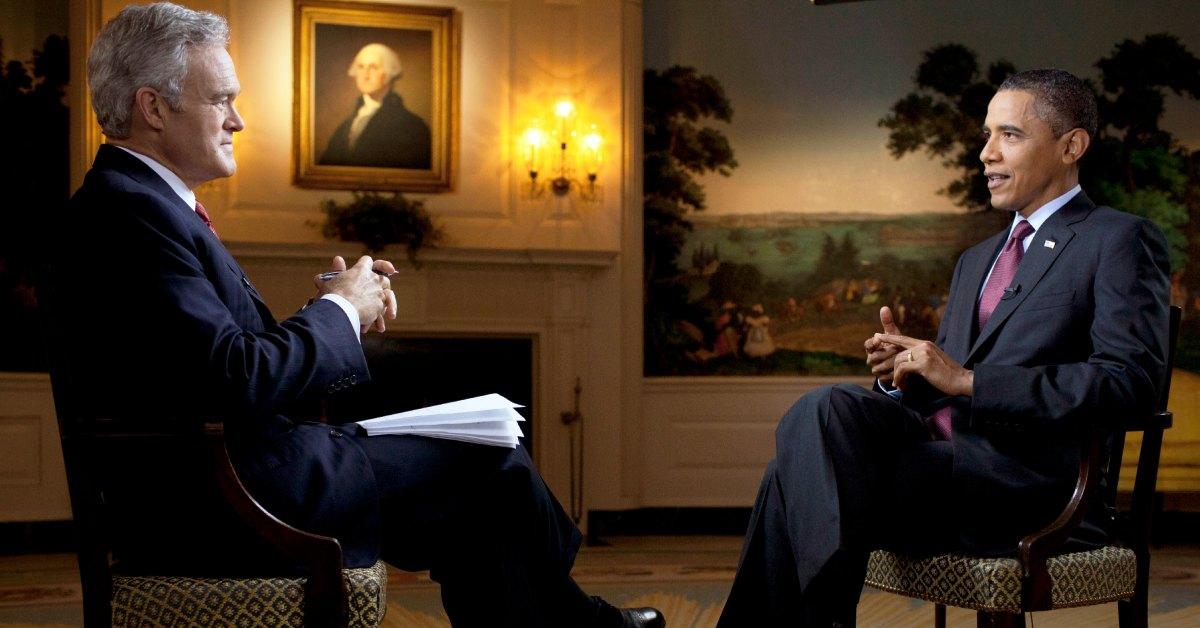 Scott Pelley interviewing Barack Obama.