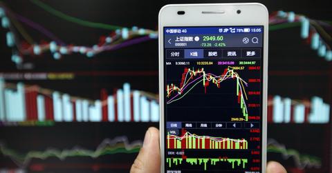 Chinese stocks displayed on a smartphone