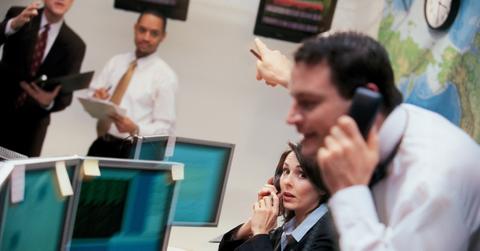 Stock broker on phone