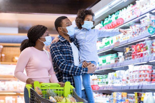 Family shopping for groceries