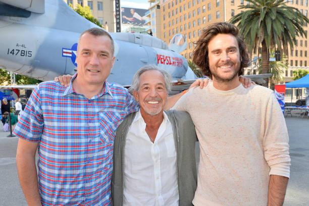 LOS ANGELES, CALIFORNIA - NOVEMBER 18: (L-R) John Leonard, Todd Hoffman and Andrew Renzi attend "Pepsi, Where's My Jet?" Activation on November 18, 2022 in Los Angeles, California.