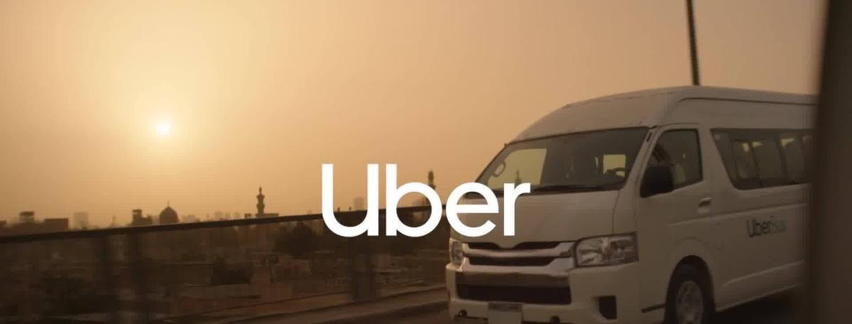 An uber graphic of a van at sunset