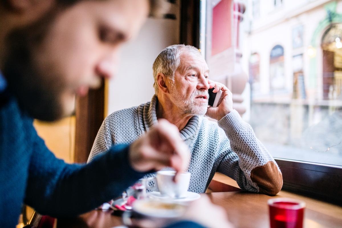 Elderly man on phone