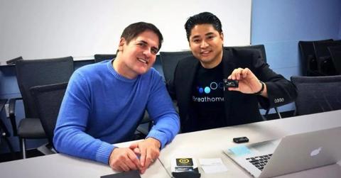 Mark Cuban and Charles Yim with a Breathometer