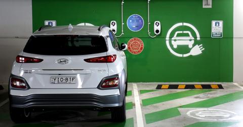 Electric car getting charged