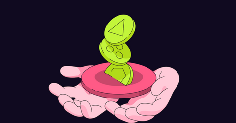 Illustration of hands holding cryptocurrency