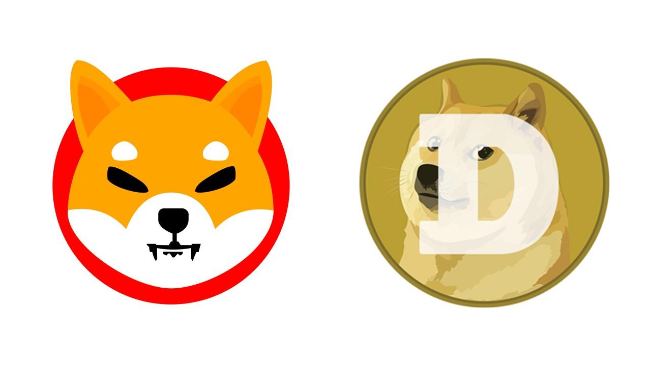 Shiba Inu and Dogecoin logos