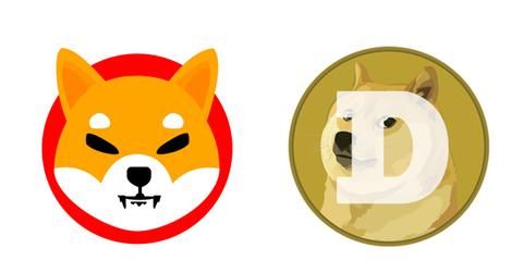 Shiba Inu and Dogecoin logos