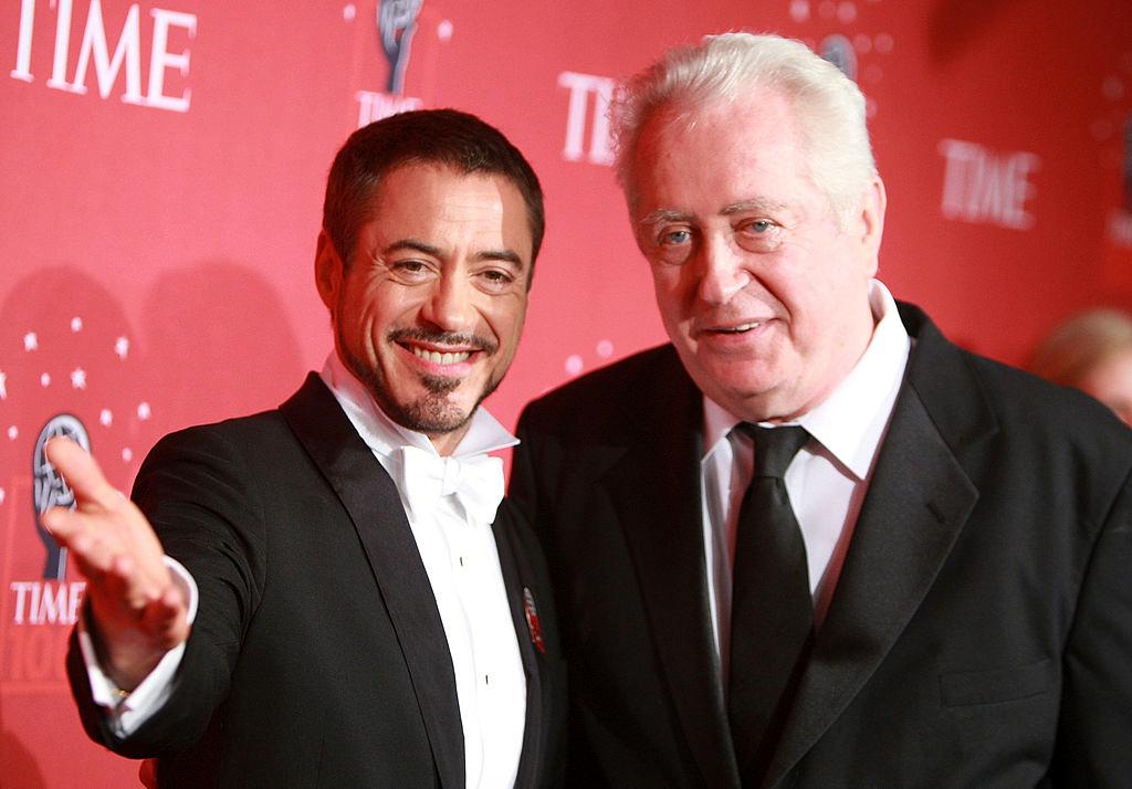 Actor Robert Downey Jr. and father Robert Downey Sr. arrive at TIME's 100 Most Influential People Gala at Frederick P. Rose Hall on May 08, 2008 in New York City. 