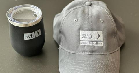 Silicon Valley Bank tumbler and hat