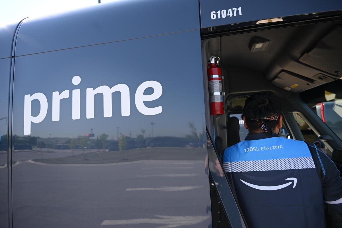 Amazon Prime truck and driver