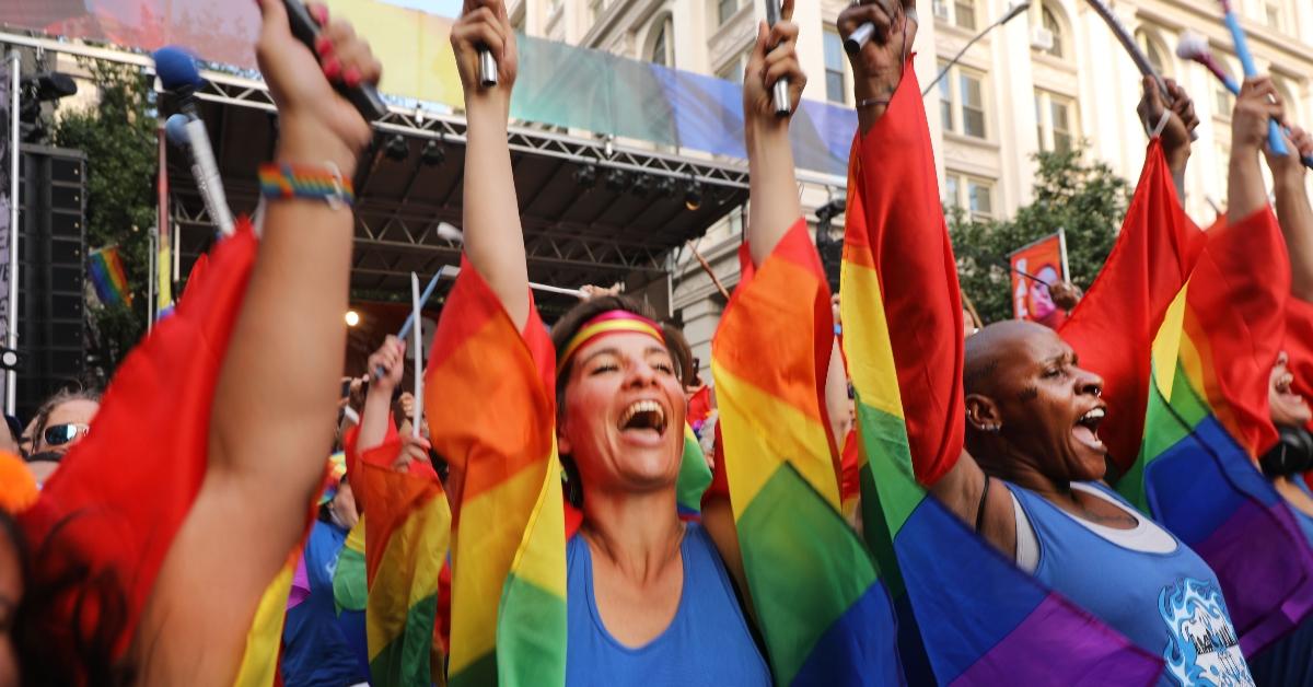 People at an LGBTQ rally