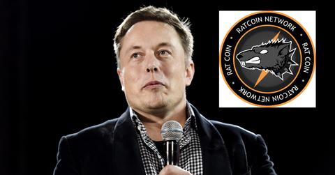 Ratcoin logo over Elon Musk