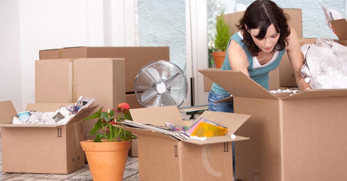 Woman with moving boxes