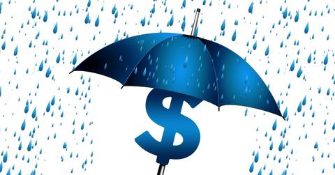 Umbrella over a dollar sign