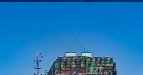 A container ship in the Suez Canal