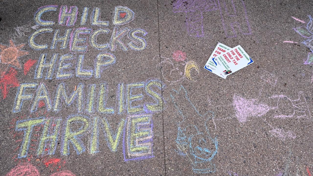 Sidewalk chalk design for the child tax credit