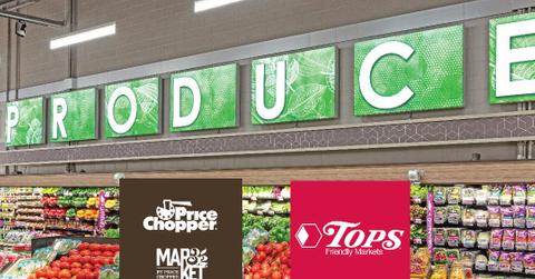 Tops Friendly Markets and Price Chopper/market 32 Logo over produce section